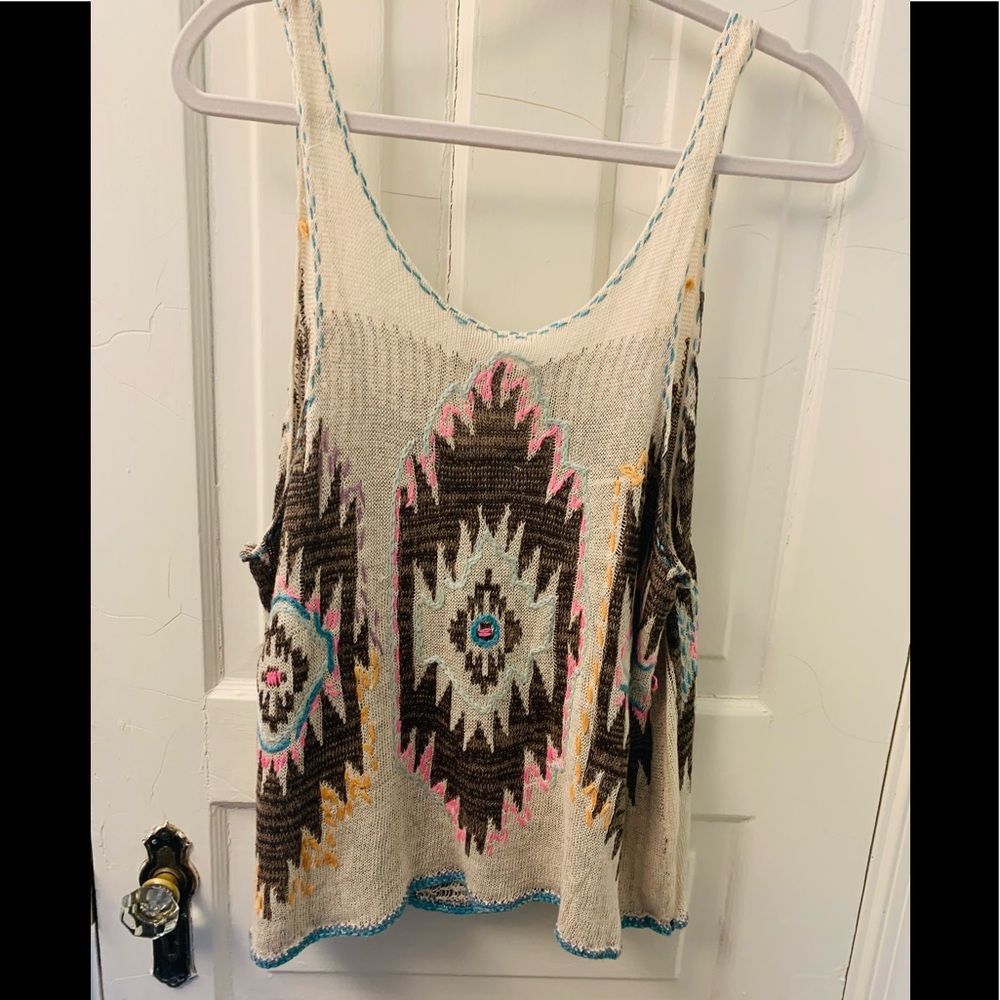 Free People Aztec Print Tank Top in Brown, Cream, Pink, Turquoise - Picture 3 of 6
